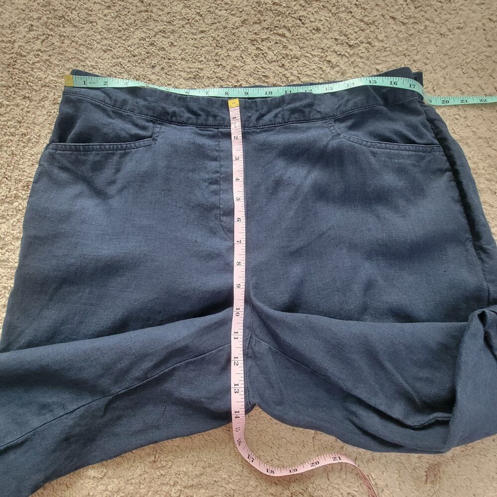 J. Jill Love Linen XL Wide Leg Side Zip Ankle Pants Navy - Picture 3 of 14